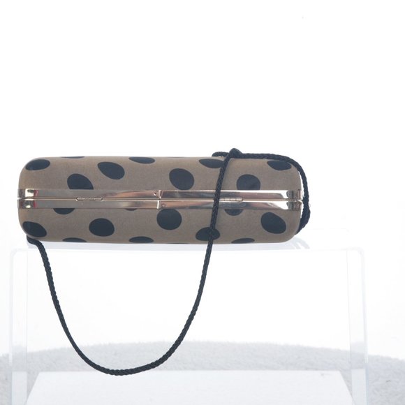 Kate Laundry Tan Crossbody or Clutch Purse w Large Black Dots - Picture 5 of 11